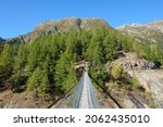 Small photo of Titter suspension bridge between Bellwald and Fiesch in Valais, Switzerland, Alps