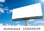 Small photo of Mockup Large white blank billboard or white promotion poster displayed on the outdoor against the blue sky background. Promotion information for marketing announcements and details