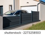 wall design fence grey aluminium modern barrier gray around house protect view facade home garden protection