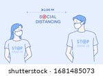 couples talking at a distance... | Shutterstock .eps vector #1681485073