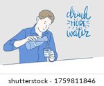 a man drinking a glass of water ... | Shutterstock .eps vector #1759811846