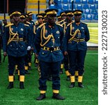 Small photo of Nigerians Celebrate Independence Day in Lagos on Oct 1, 2022. Officers stand in line during a parade to mark Nigeria's 62nd Independence Day Anniversary.