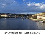 A view of Vltava with palacky bridge behind