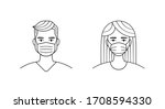 male and female wearing medical ... | Shutterstock .eps vector #1708594330