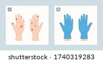 virus on humans hands and hands ... | Shutterstock .eps vector #1740319283