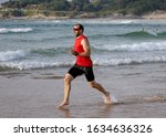Athlete Runner Running Barefoot ...