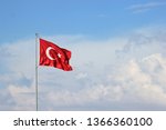 Turkish Flag Waving In Sky