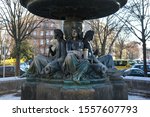 Small photo of Wrangelbrunnen, a fountain in Berlin-Kreuzberg, built in 1877 by Hugo Hagen. Four figures personifying the four rivers Rhine, Weichsel (Vistula), Elbe and Oder. Built in marble, granite and bronze