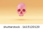 Pink Skull Low Poly With Gold...