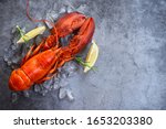 Fresh Lobster Food On A Black...