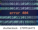 Error 404 message on display screen technology binary code number data alert computer network system problem error software concept - selective focus