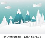 scenery in winter. snow and... | Shutterstock .eps vector #1264537636