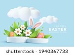 trendy easter greeting with 3d... | Shutterstock .eps vector #1940367733