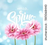 gerbera flower background and... | Shutterstock .eps vector #585068440