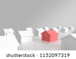 many white houses and a red one.... | Shutterstock . vector #1152097319