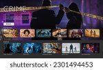 Small photo of Interface of Streaming Service Website. Online Subscription Offers TV Shows, Realities, and Fiction Films. Screen Replacement for Desktop PC and Laptops With Featured Crime Thriller Television Show.