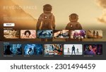Small photo of Interface of Streaming Service Website. Online Subscription Offers TV Shows, Realities, Fiction Films. Screen Replacement for Desktop PC and Laptops With Featured Science Fiction Television Show.