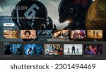 Small photo of Interface of Streaming Service Website. Online Subscription Offers TV Shows, Realities, and Fiction Films. Screen Replacement for Desktop PC and Laptops With Featured Professional Sports Documentary.