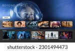 Small photo of Interface of Streaming Service Webpage. Online Subscription Offers TV Shows, Realities, Fiction Films. Screen Replacement for Desktop PC and Laptops With Featured Science Fiction Television Show.