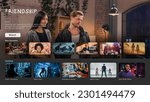 Small photo of Interface of Streaming Service Website. Online Subscription Offers TV Shows, Realities, Fiction Films. Screen Replacement for Desktop PC and Laptops With Featured Sitcom Comedy Television Show.