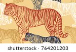 Tiger. Seamless Pattern With...