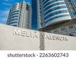 Small photo of Valencia, Spain; February 18 2023: Entrance of the Melia Valencia hotel, one of the most visited tourist hotels in the city of Valencia.