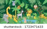 jungle with wild animals... | Shutterstock .eps vector #1723471633