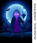 halloween ghost glowing eyes... | Shutterstock .eps vector #1543879253