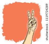 hand with peace sign hand... | Shutterstock .eps vector #1119724289