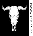 buffalo skull and sketch. hand... | Shutterstock .eps vector #2155056909