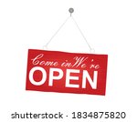 we are open hanging sign.... | Shutterstock .eps vector #1834875820