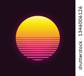 retro sunset in 80 s style.... | Shutterstock .eps vector #1346006126