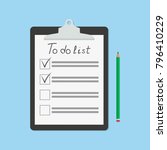 clipboard with to do list and... | Shutterstock .eps vector #796410229