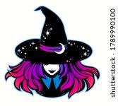 smiling young witch wearing... | Shutterstock .eps vector #1789990100