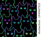 seamless pattern of cute cat... | Shutterstock .eps vector #1940407513