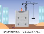 a mason constructing a building ... | Shutterstock .eps vector #2166367763