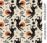 boho leopards seamless pattern... | Shutterstock .eps vector #2066381609
