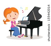 Girl Playing Piano. Pianist....