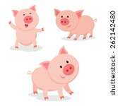 Cute Pigs. Cheerful Pig. Funny...