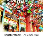 candy shop on sentosa island ... | Shutterstock . vector #719221753