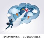 businessman running up stairway ... | Shutterstock .eps vector #1015039066