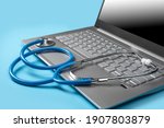 Stethoscope on laptop keyboard...