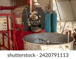 Small photo of compelling image capturing big machine designed for industrial-scale cleaning of coffee beans. This advanced technology symbolizes efficiency and innovation in large-scale coffee processing industry