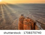 Sun rays on Edge of the World, a natural landmark and popular tourist destination near Riyadh -Saudi Arabia.