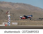 Small photo of Reno Stead, NV USA - Reno Air Races - September 15, 2023 - Miss America taking off by the home pylon