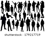 people silhouettes set | Shutterstock .eps vector #179217719