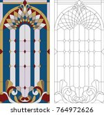 Stained Glass Vector. Blue ...