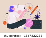woman illustrator working in... | Shutterstock .eps vector #1867322296