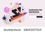 woman designer flying on pencil ... | Shutterstock .eps vector #1869207310
