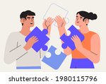 people team arrange puzzle... | Shutterstock .eps vector #1980115796